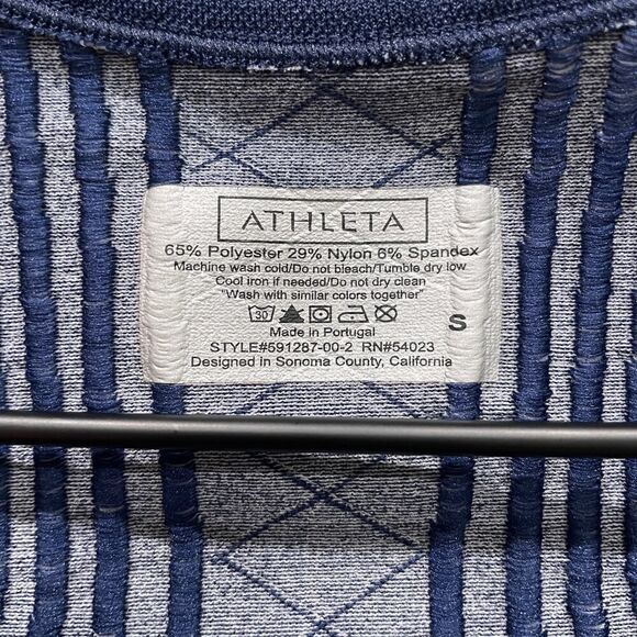 Athleta Finish Fast Line Tee Navy Blue White - Size: Small - Picture 3 of 6